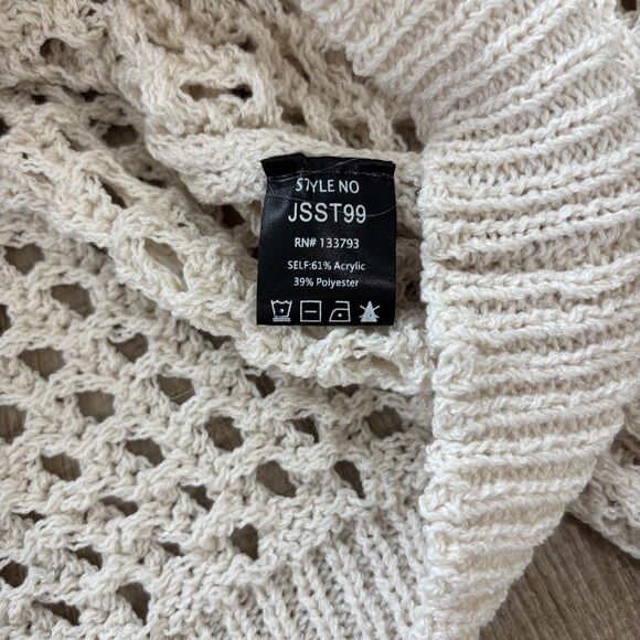 Pol Womens Crochet Open Knit Sweater Size M Rainbow Beachy Boho Travel Vacation - Picture 9 of 13